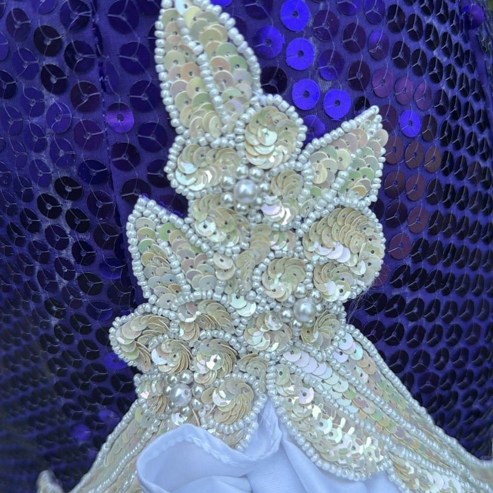 Loralie Vintage 80s 90s white taffeta with purple sequins gown size 8 - Picture 4 of 12